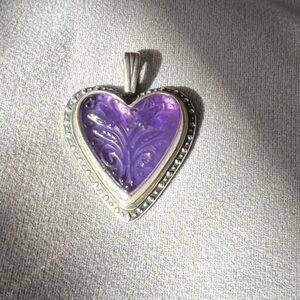 James Avery Retired Sculpted Heart and Tulips Pendant